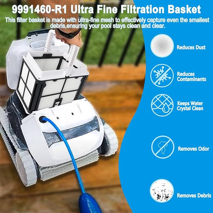 9991460-R1 Ultra Fine Filter Basket Compatible with Dolphin S50 S100 Active 10 & 15 Echo T15 T25 Proteus DX3 Nautilus CC Explorer E20 Solo, Replacement Filter Basket Fits for Robotic Pool Cleaner