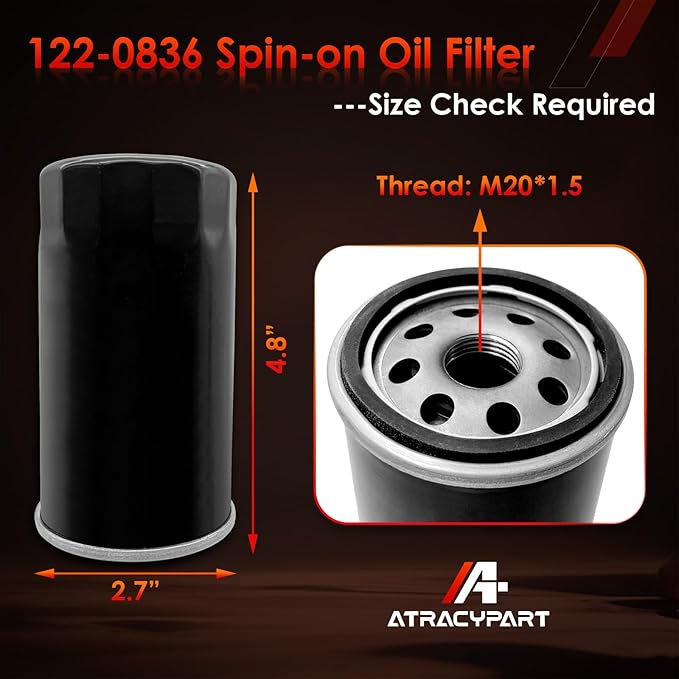 122-0836 Oil Filter │Replacement For RV QG 5500/7000 Series HGJAA HGJAB HGJAC Spin-on │Replaces# 01220836, B7238, PH2875, PH10027
