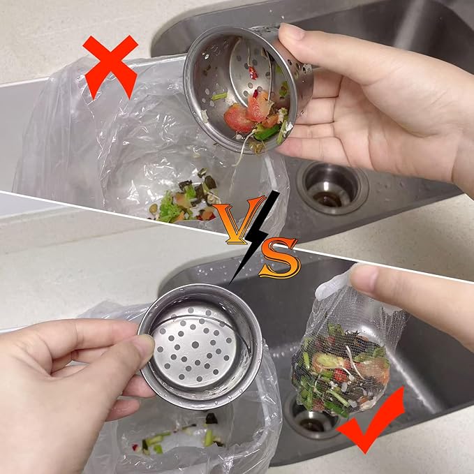 XMALL Disposable Residue Filtering Bag 200 PCS，Suitable For Collecting Garbage And Debris From Kitchen Sinks And Bathroom Drains To Prevent Blockages In Waterways.