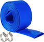 3" x 50 FT Pool Backwash Hose, Blue Heavy Duty Reinforced PVC Lay Flat Water Discharge Hose for Swimming Pool Filter Pump,with 2 Clamp