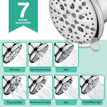Cobbe Luxury Double Filtered Shower Head, High Output 16+20 Stages – 99% REMOVAL Shower Filters for Hard Water Removes Chlorine and Harmful Substances, 7-Model Setting Spray, Chrome
