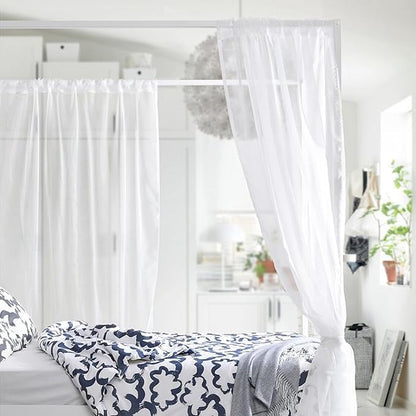 Non-See-Through Privacy White Sheer Curtains 96 inches Long 2 Panels, 52" Wide Rod Pocket Window Curtains & Drapes for Living Room Home Office Patio Sliding Door Bedroom Dining Room