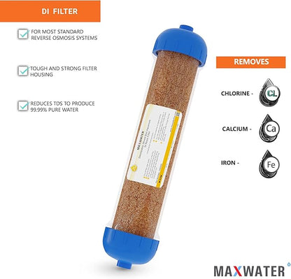 (3 Pack) Mixed Bed Ion Exchange Aquarium Filter Resin 0 PPM RO DI Refillable Housing, Compatible with 10" Aquarium Reverse Osmosis Water Filtration Systems, for High TDS in Water