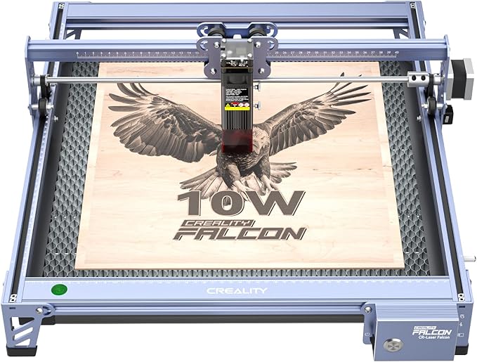 Creality Falcon 10W Laser Engraver, with Honeycomb Laser Bed 500x500mm, 10000mm/min, 72000mW High-Precision Laser Cutter for Wood, Acrylic, Pre-Installation and Out-of-The-Box