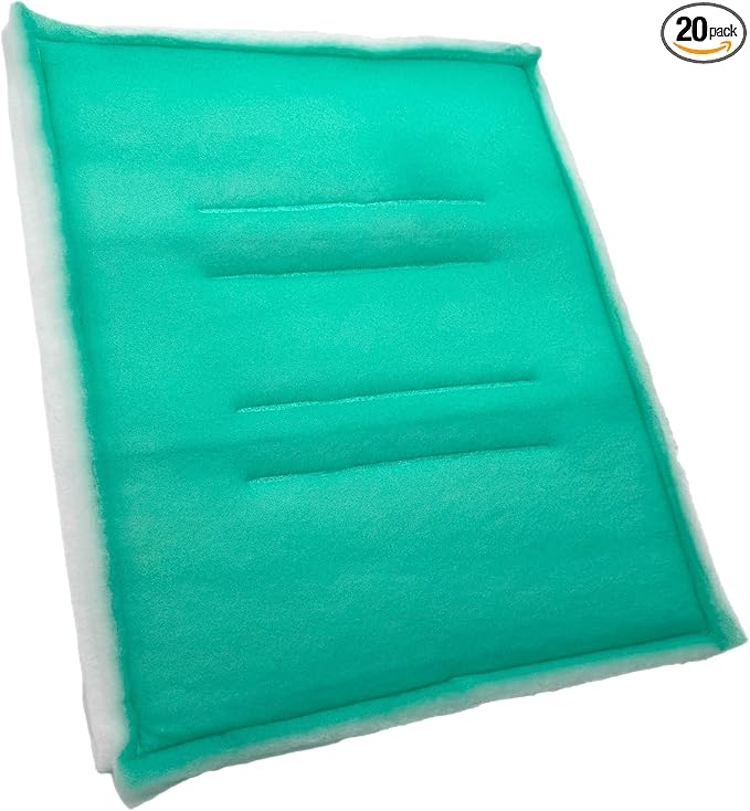 Paint Booth Intake Air Filter Panel, Crossdraft Spray Booth Filter Pad (20/case, 16" x 25")