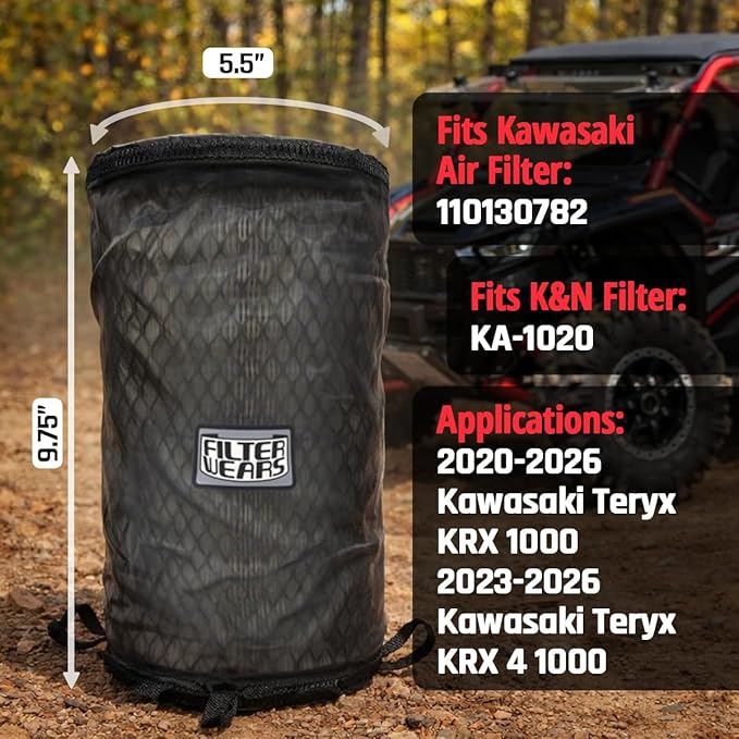 FILTERWEARS Pre-Filter F348K For K&N Air Filter KA-1020 Kawasaki Teryx KRX 1000 Air Filter 110130782