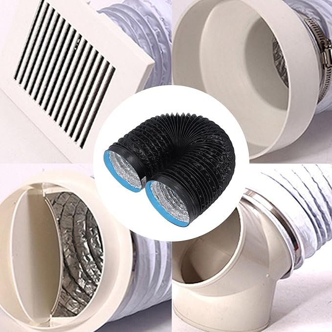 7in 6.56ft Dryer Vent Exhaust Duct Hose, Flexible Aluminum Air Ducting for HVAC Ventilation, Fan Filter and Grow Tent