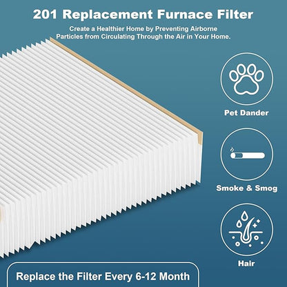 201 Replacement Furnace Filter Compatible with Aprilaire 2200, 2250, Space Gard 2200 Whole House Air Cleaner Purifiers, MERV 10, 2 Pack 20x25x6 Air Filters and 2 Pack Pleat Spacers