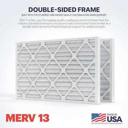 BNX TruFilter 10x24x1 Air Filter MERV 13 (4-Pack) - MADE IN USA - Electrostatic Pleated Air Conditioner HVAC AC Furnace Filters for Allergies, Pollen, Mold, Bacteria, Smoke, Allergen, MPR 1900 FPR 10
