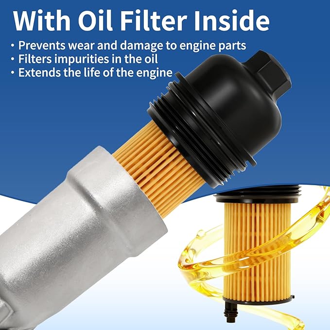 11428651710 Aluminium Engine Oil Filter Housing Assembly with Oil Cooler & Filter Compatible with BMW 230i 330e 330i 430i 530i 540i X3 X4 X5 X6 Z4 2017-2023 Replace # 11428580415 11428580414