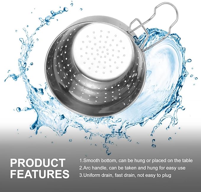 Stainless Steel Sink Food Catcher, Multifunctional Hanging Sink Strainer Colander Drain Basket for Filter Kitchen Waste and Wash Fruits or Vegetables