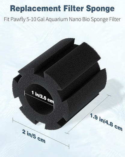 Pawfly 6 Pack Replacement Filter Sponges Aquarium Nano Bio Sponge Filter, Aquarium Filter Sponges Black Bio Foam for Fish Tank, Water Filtration Fish Tank Filter Accessories