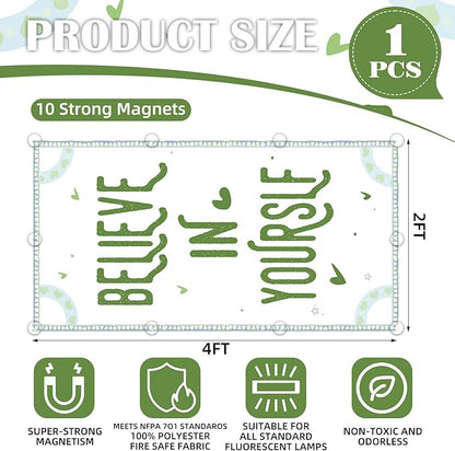 Fluorescent Light Covers - Classroom Covers for Ceiling Lights, 1 PCS 4 x 2 Feet Magnetic Light Filters, Classroom, Office Decor (Believe in Yourself)