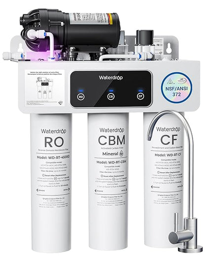 Waterdrop WD-T3-M Remineralization Reverse Osmosis Water Filter, NSF/ANSI 372 Certified, 9-Stage Undersink RO System, 450G Tankless RO Water Filtration System, 2:1 Pure to Drain, Plug-in Required