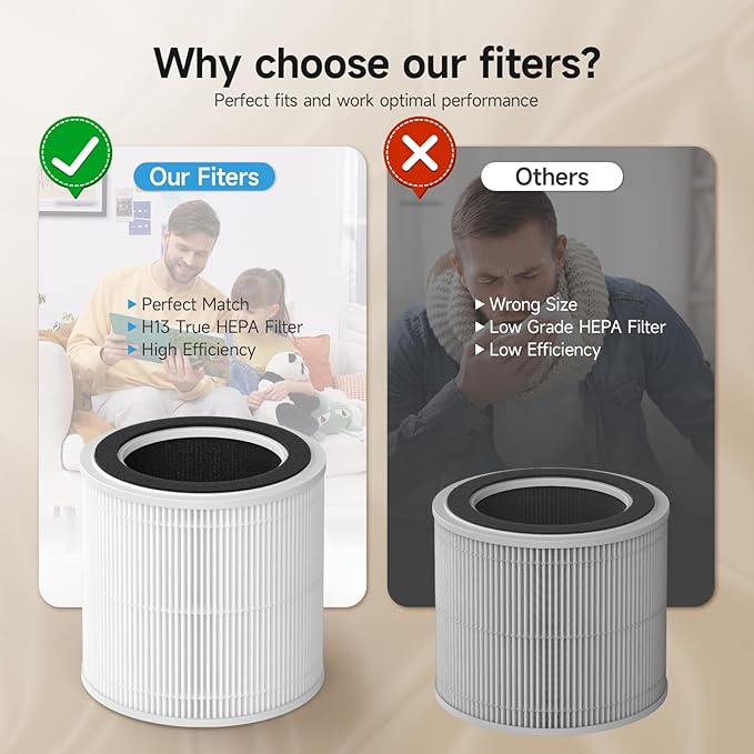 AP02 Replacement Filter Compatible with WESTHEY AP02 Air Purifier, 3-in-1 H13 True HEPA Filter with Activated Carbon, 2 Pack