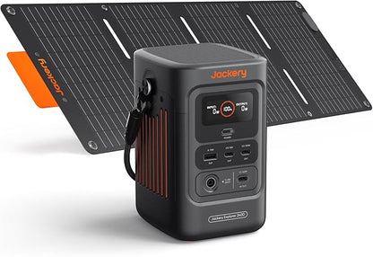 Jackery Explorer 240D Power Bank and 40W Solar Panel (80,000mAh), LiFePO4 Battery Portable Power Station, USB-C Cable Included,200W DC Output,1-Hour Fast Charging, Compact for Outdoor, Camping, Travel