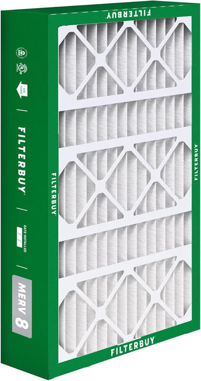 Filterbuy 15.75x27.63x3.50 Air Filter MERV 8 Essential Dust & Allergy Defense (2-Pack), Pleated HVAC AC Furnace Filters for AprilAire Space-Gard 104 & 2140 (Actual Size: 15.69 x 27.56 x 3.50)