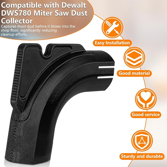 Compatible with Dewalt DWS780 Miter Saw Accessories,for Miter Saw Dust Collector, Fits Standard 5-Gallon Bucket, No Vacuum Needed,Pure Gravity-Based Dust Collection