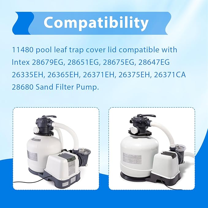 11480 Pool Pump Filter Cover Lid Compatible with Intex 14 & 16 Inch Sand Filter Pump and Combo,Pool Leaf Trap Cover Lid Fit for Intex Model 26335EH,26339EH,26365EH,26367EH,28647EG,28651EG,28675EG