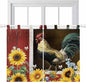 Chicken Sunflowers Kitchen Curtains 45 Inch Length, Short Cafe Window Curtains Tab Top, Farmhouse Animals Red Barn Bees Light Filtering Window Treatments Tier Drapes 27.5"x45" 2 Panel