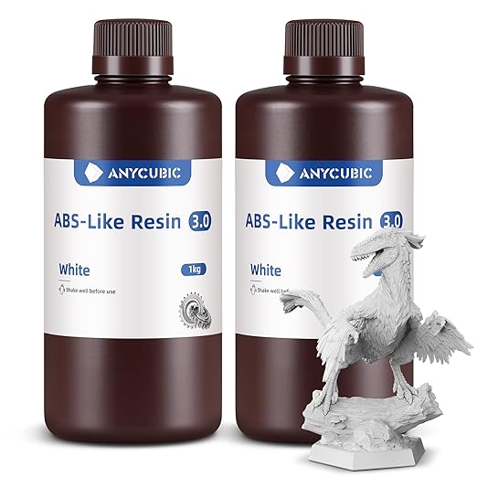 ANYCUBIC ABS-Like Resin 3.0, 3D Printer Resin with Enhanced Strength and Toughness, High Precision and Minimal Shrinkage, Wide Compatibility for All LCD Resin 3D Printers (White, 2kg)