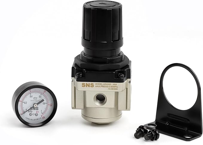 SNS AR4000-N04 Female Thread 1/2 NPT Air Pressure Regulator 0-150 PSI Adjustable,Bracket,Gauge