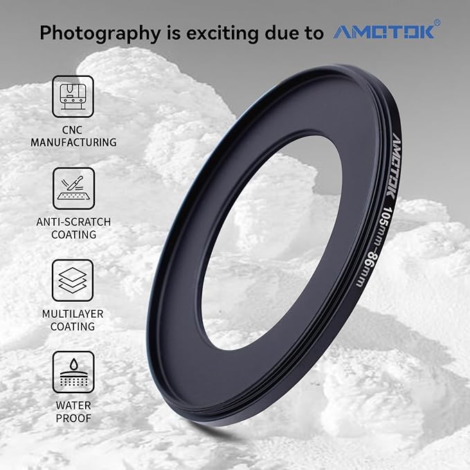 105mm Lens to 86mm Camera Lens Adapter,105mm-86mm Filter Step-Down Ring,Compatible All 86mm Filter Accessory.Made from CNC Machined
