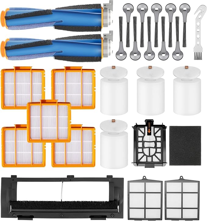 Replacement Parts For Shark AI AV2511AE AV2501S AV2610WA AV2501AE RV2502AE RV2610WA UR2500SR Ultra Robot Vacuum Cleaner Accessories Kit Main and Side Brush,Roller Brush Cover,HEPA Filter,Foam Filter