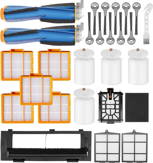Replacement Parts For Shark AI AV2511AE AV2501S AV2610WA AV2501AE RV2502AE RV2610WA UR2500SR Ultra Robot Vacuum Cleaner Accessories Kit Main and Side Brush,Roller Brush Cover,HEPA Filter,Foam Filter