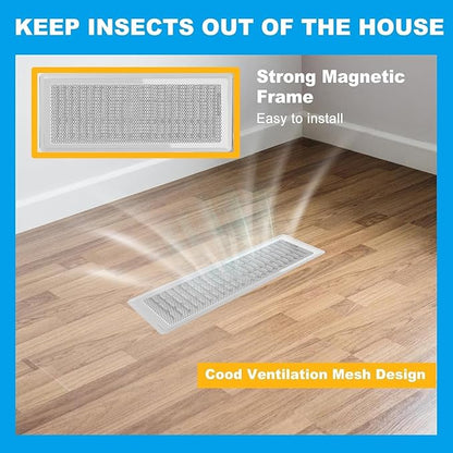 4 PCS White Magnetic Vent Covers - 5.5"x12" Magnetic Air Vent Screen - for Floor/Wall/Ceiling Registers - Easy Install, Secure Fit - Durable(Fits Registers 5.5" to 6.5" Wx 12" to13" L)