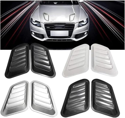 Car Air Flow Intake Hood Scoop Vent Bonnet Cover Decorate Car Accessories Compatible With BMW 2PCs Universal ABS(White)