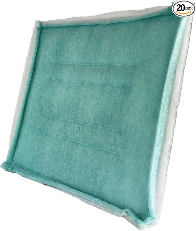 wioboy Paint Spray Booth Intake Filter Pad, 24" x 24" (20/case) Tacky Panel with Internal Wire Frame