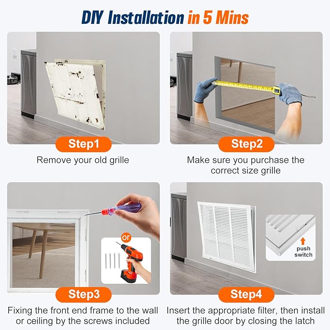 Fancat Return Air Filter Grille for 18x18 Ducts, Steel Air Vent Cover with Removable Door for 1" Filters | Fits Sidewall & Ceiling | Outer Size: 20 5/8" W x 20 5/8" H