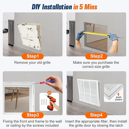 Fancat Return Air Filter Grille for 18x18 Ducts, Steel Air Vent Cover with Removable Door for 1" Filters | Fits Sidewall & Ceiling | Outer Size: 20 5/8" W x 20 5/8" H