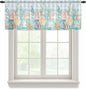 Summer Beach Sheer Valance Curtains, Ocean Colorful Coral Shell Seaweed Starfish Blue Plaid Light Filtering Kitchen Valances Rod Pocket Voile Curtain Treatment for Bedroom/Living Room/Basement 54Wx18L