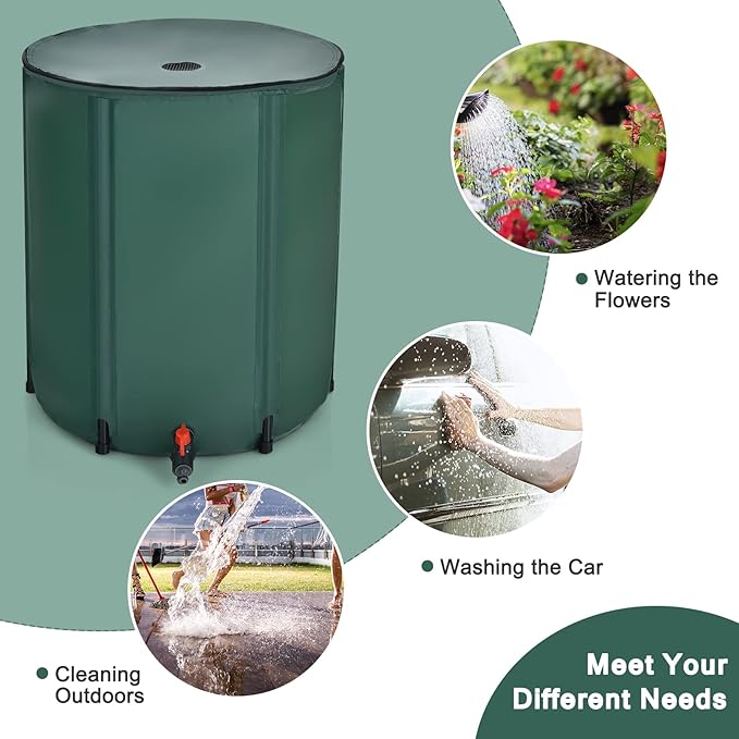 Goplus 60 Gallon Collapsible Rain Barrel, Portable Rain Barrels to Collect Rainwater from Gutter, Rainwater Collection System, Water Storage Tank Catcher Container with Filter Spigot