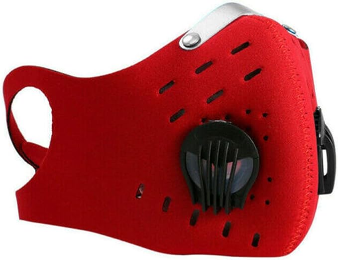 ASA Techmed Reusable Dual Air Breathing Valve Face Mask Cover with Activated Carbon Filter (Red Cycling)