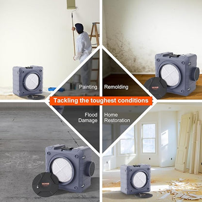 VEVOR Air Scrubber with 3-Stage Filtration, Stackable Negative Air Machine 550 CFM, Air Cleaner with MERV10, Carbon, H13 HEPA, for Home, Industrial and Commercial Use