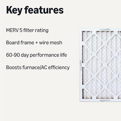 Amazon Basics MERV 5 AC Furnace Air Filter, 14x20x1 inches, 6-Pack (Actual size: 13.75" x 19.75" x 0.75")