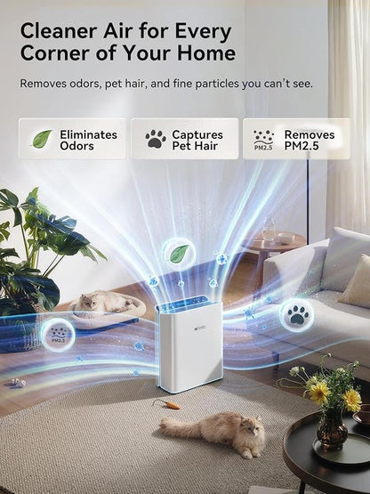 Afloia Air Purifier for Home Large Room Bedroom Up to 2000Ft² with PM2.5 Air Quality Monitor Smart Auto Mode, Washable Pre Filter Cleaner for Pet, Europa 2.0