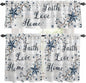 Farmhouse Kitchen Curtains Set 3 Piece for Windows,Rod Pocket Valance and Tier Set 36 Inch Length,Blue Country Texas Star Vintage Berries Wooden Light Filtering Cafe Curtains for Living Room