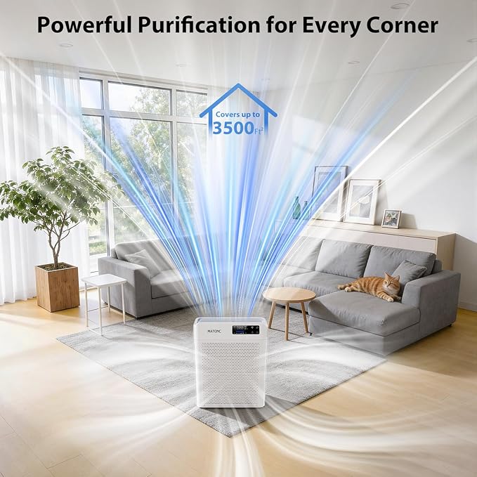 Air Purifier for Home Large Room Up to 3500 Ft², Smart WiFi App Control Air Cleaner with Air Quality PM2.5 Display, Ultra-Quiet Sleep Mode, Auto Mode, HEPA Air Purifier for Pets Hair Dust Odor Pollen