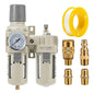 Air Compressor Filter Regulator Lubricator (FRL) Unit,Air Pressure Regulator with Pressure Gauge(0-150PSI),3/8” NPT Oil Water Separator,Semi-Auto Drain,Suitable for Pneumatic Systems