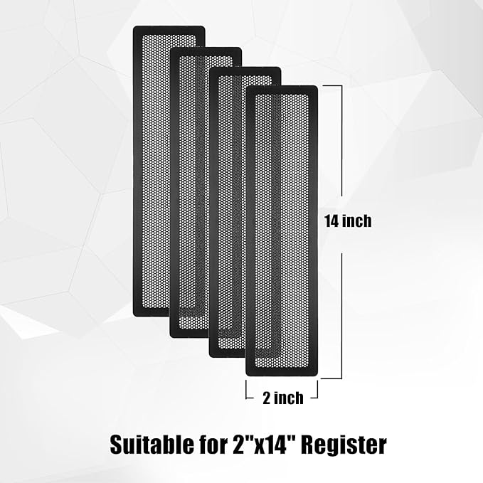 Floor Register Vent Cover, 2"x14" Magnetic Air Vent Screen Mesh Covers for Home Floor/Wall/Ceiling Registers Air Vent Filters, Black (4 Packs)