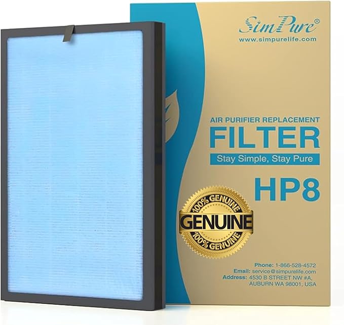 SimPure HP8 Original HEPA Replacement Filter Compatible with HP8 Air Purifier, SP-HP8-RF (NOT for Other SimPure Air Purifiers)