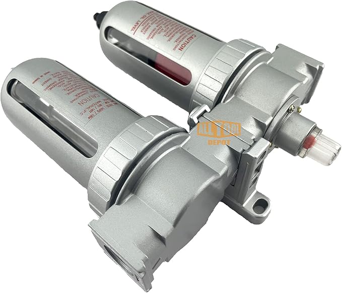 3/8" NPT MID FLOW 2 Stages Coalescing Filter Desiccant Dryer System For Compressed Air Lines, Poly Bowls, Great For Paint Spray And Plasma Cutter