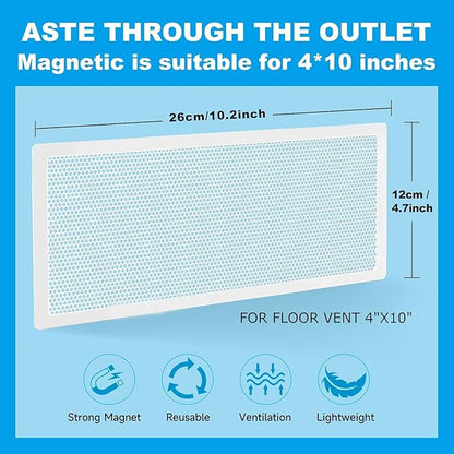 4 PCS White Magnetic Vent Covers - 4.7"x10.2" Magnetic Air Vent Screen - for Floor/Wall/Ceiling Registers - Easy Install, Secure Fit - Durable(Fits Registers 5" to 6" Wx 10" to11" L)