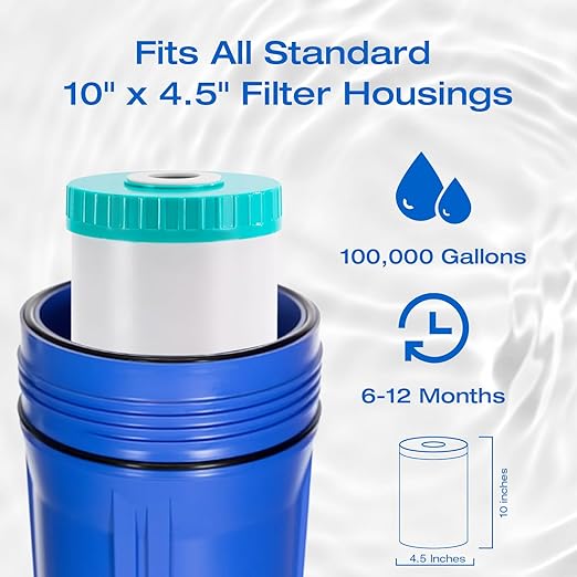 H&G Lifestyles 10" x 4.5 Water Descaler, Anti Scale Phosphate Filter Saltless Water Softener,Replacement Cartridge, Compatible with 84637, WPX5BB97P, PC10, 355214-45, 355215-45, WP10BB97P, WP5BB97P