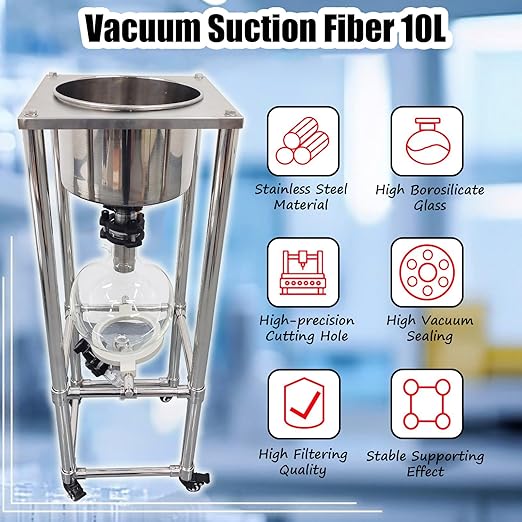 INTSUPERMAI 10L Buchner Funnel Filtering Kit, with 10L Vacuum Flask, Stainless Steel Frame, Negative Pressure Filtration, Lab Vacuum Suction Filter for Liquid-Liquid Extraction