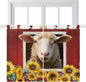 Sheep Sunflower Bedroom Curtains 63 Inch Length, Window Curtains Tab Top, Country Red Farm Barn Spring Flowers Light Filtering Window Treatments Drapes 42"x63" 2 Panel